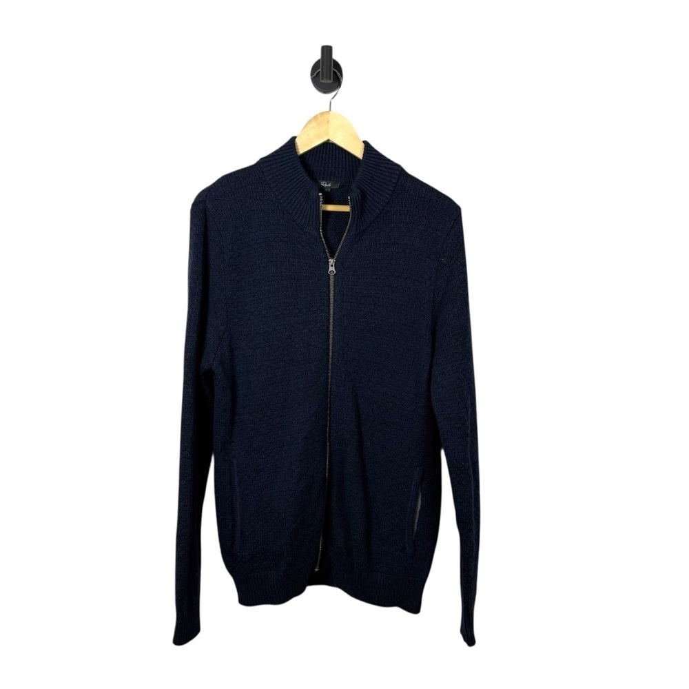 Rails Men’s Full Zip Wool Blend Knit Sweater in Navy Blue Size L